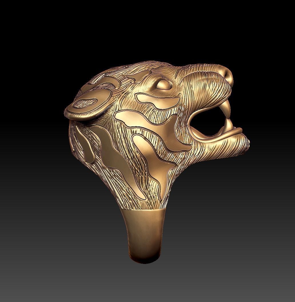 Tiger Head Ring 3D print model_12