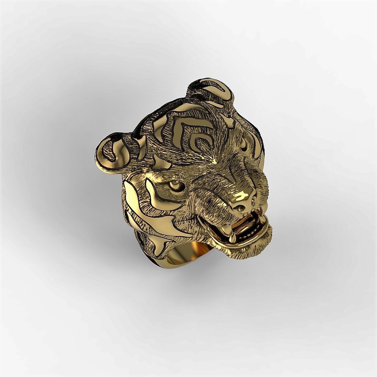 Tiger Head Ring 3D print model_3