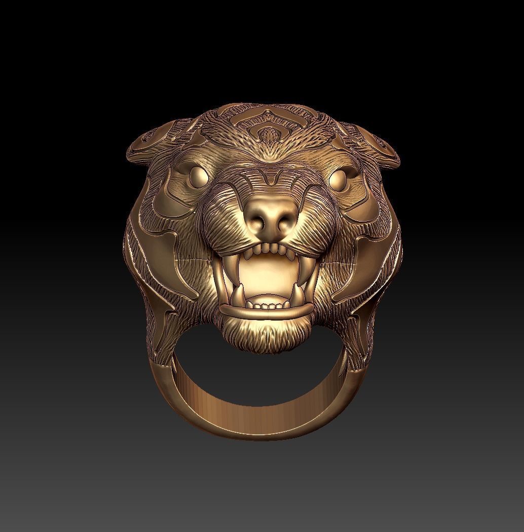 Tiger Head Ring 3D print model_16