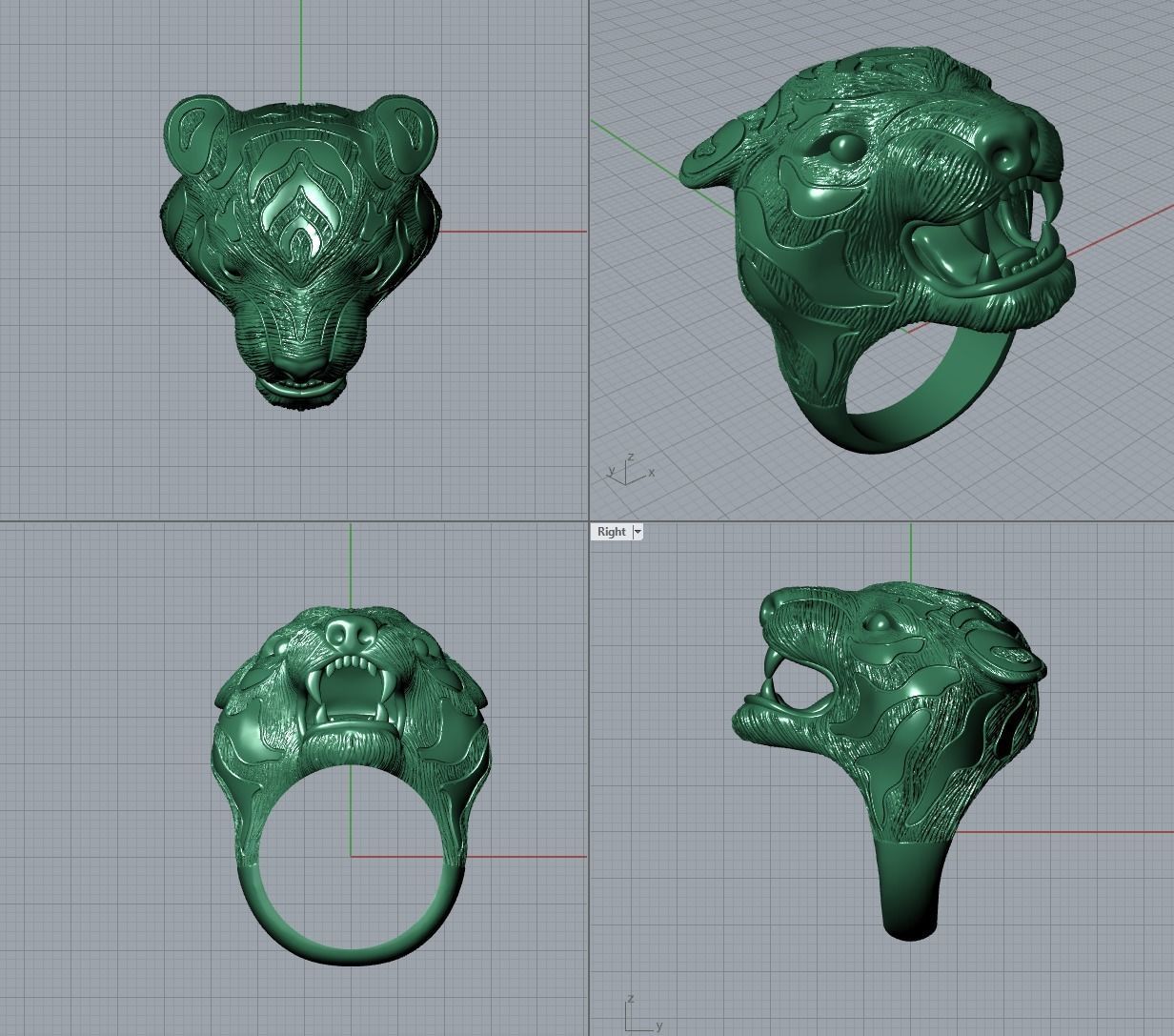 Tiger Head Ring 3D print model_8