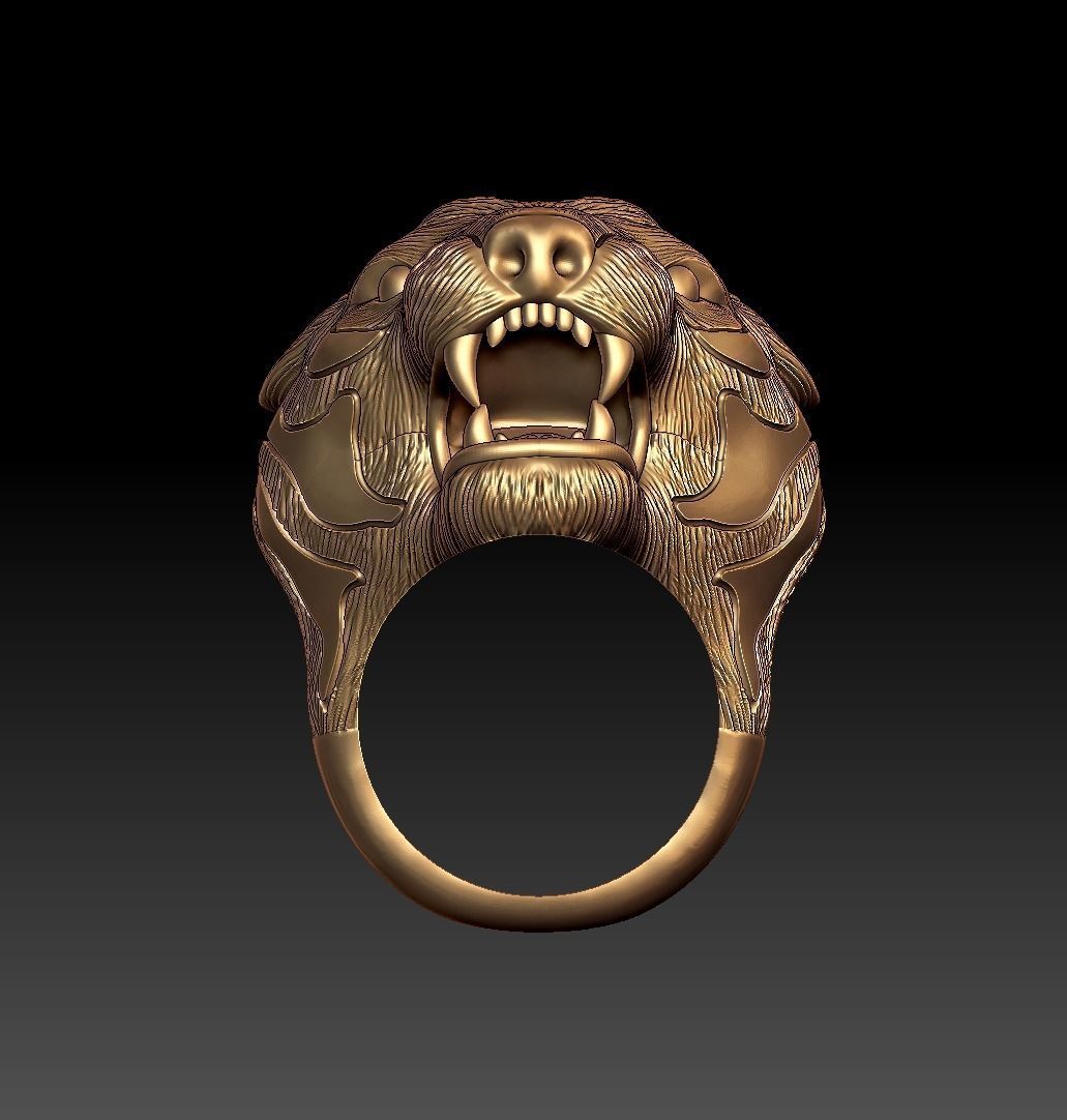 Tiger Head Ring 3D print model_13