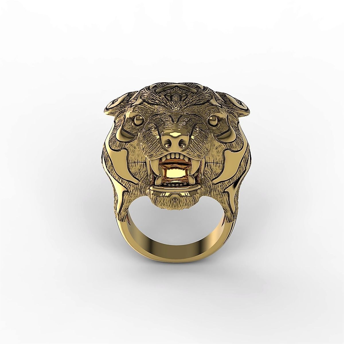 Tiger Head Ring 3D print model_2