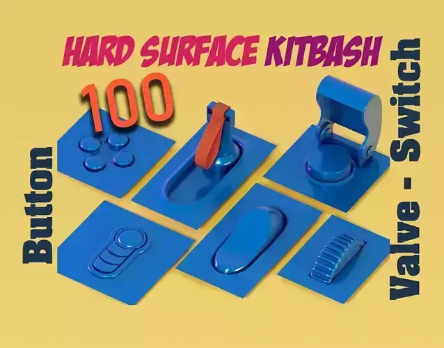100 Buttons and switches hard surface kitbash - vol1