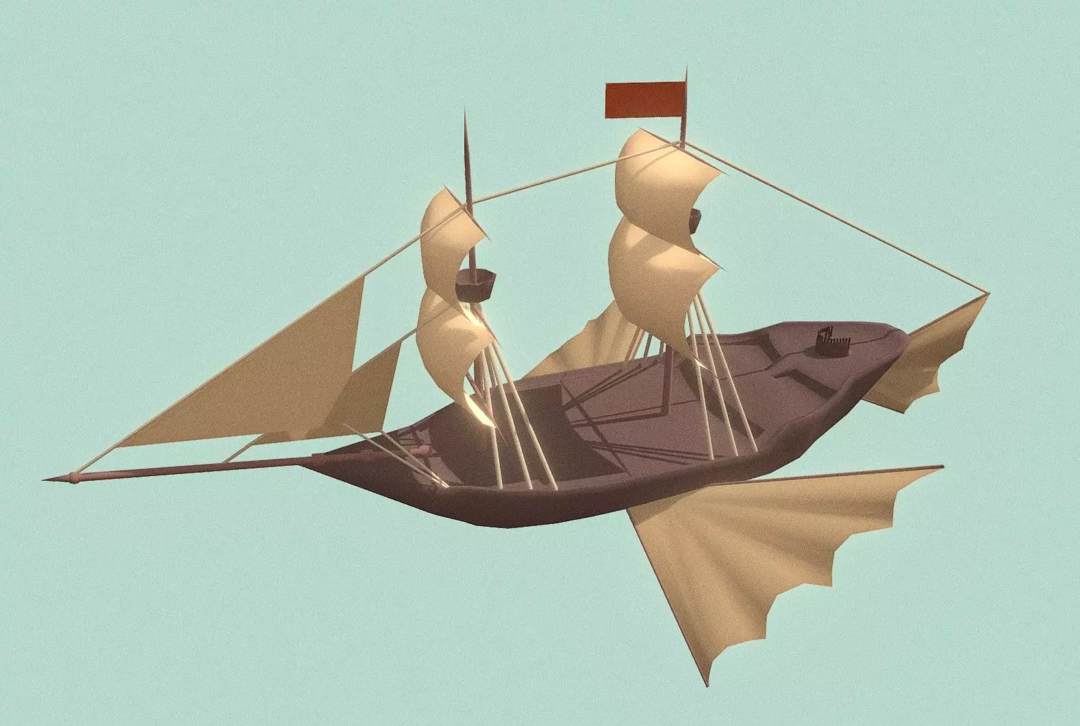 Airship pirate ship Low-poly 3D model