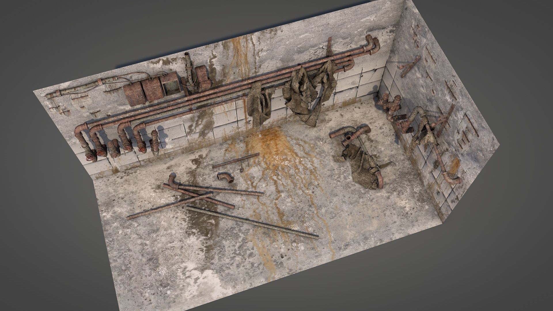 Rusty Plumbing Water Pipes v2 Low-poly 3D model_6