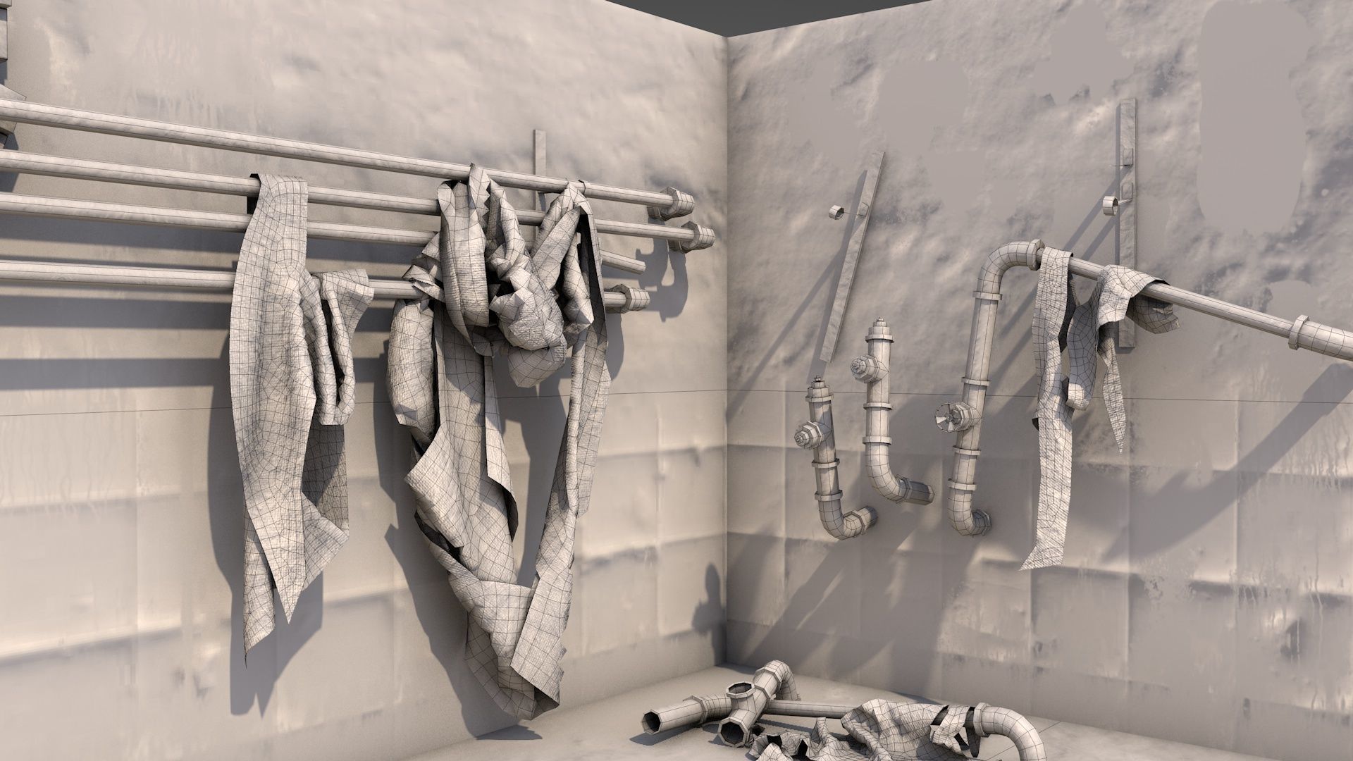 Rusty Plumbing Water Pipes v2 Low-poly 3D model_8