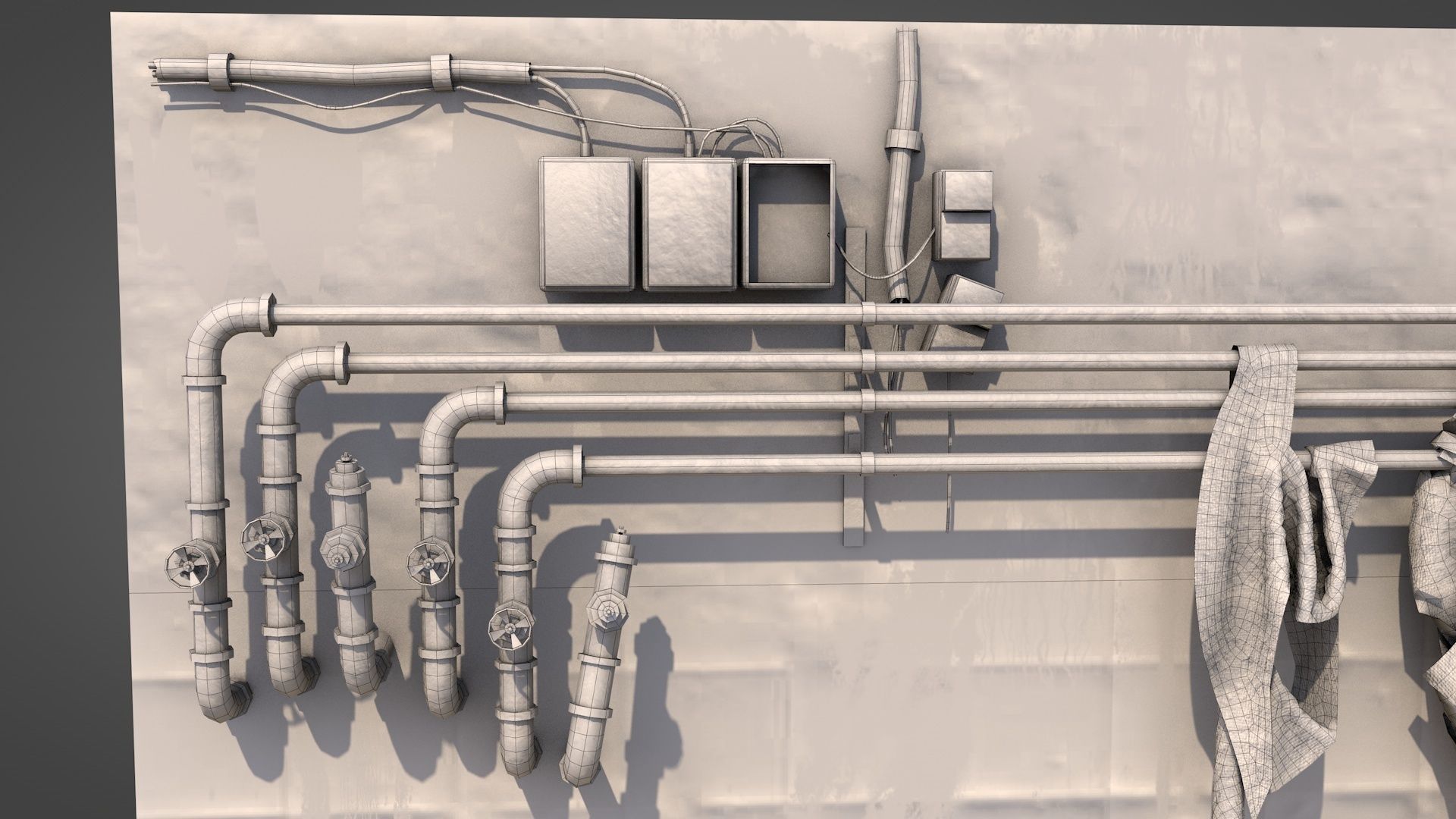 Rusty Plumbing Water Pipes v2 Low-poly 3D model_7