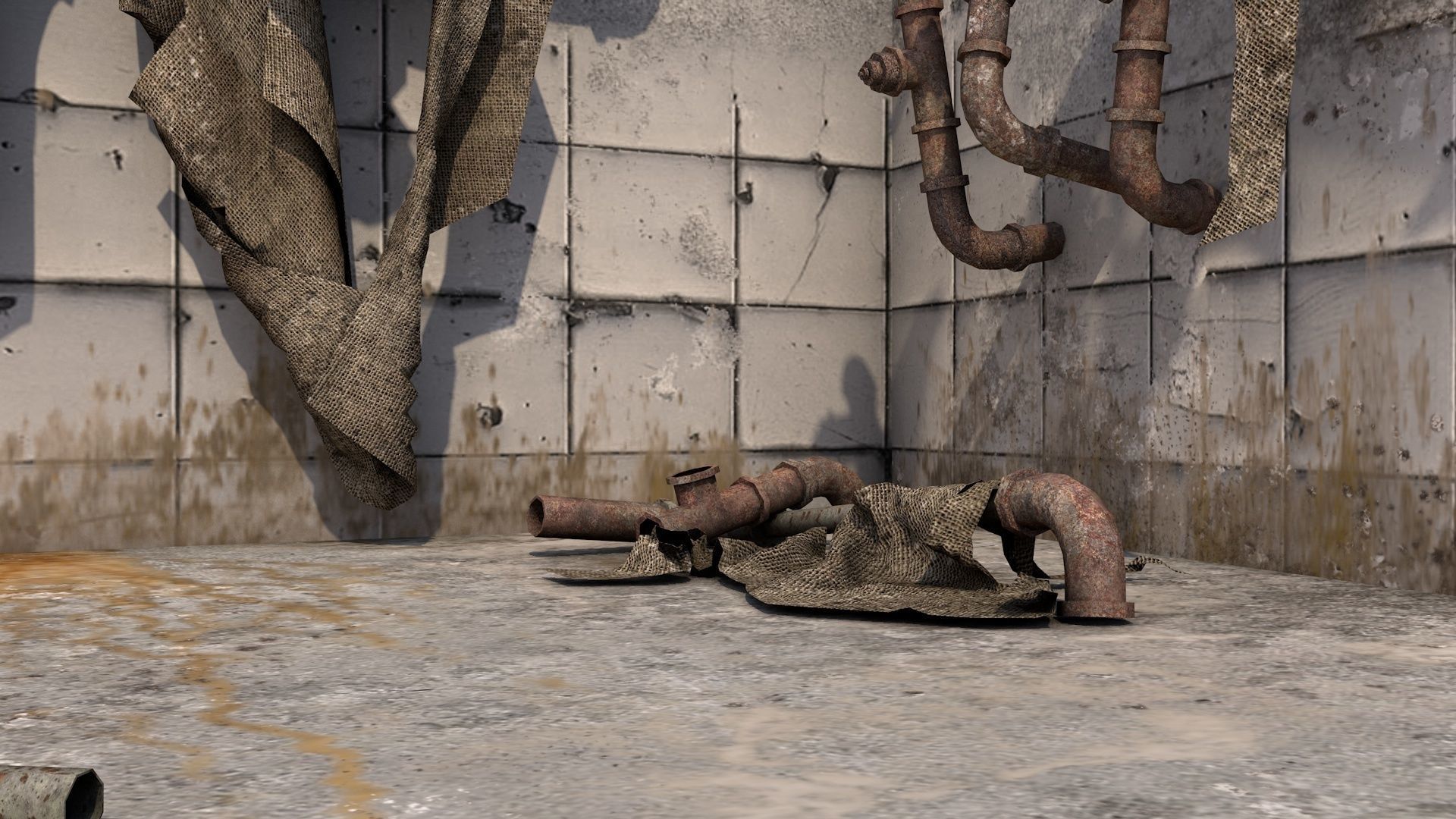 Rusty Plumbing Water Pipes v2 Low-poly 3D model_5