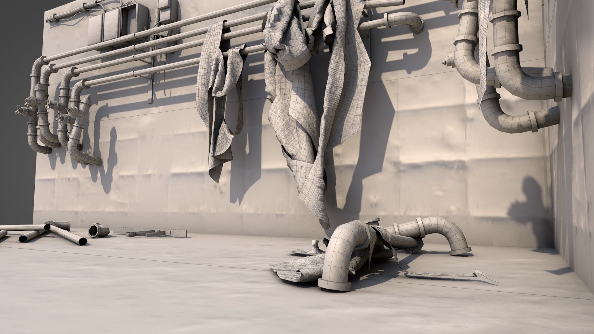 Rusty Plumbing Water Pipes v2 Low-poly 3D model_9