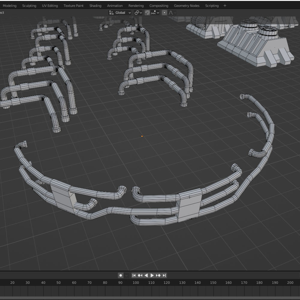 Thrusters Chimney Pipes Greebles KitBash Low-poly 3D model_11