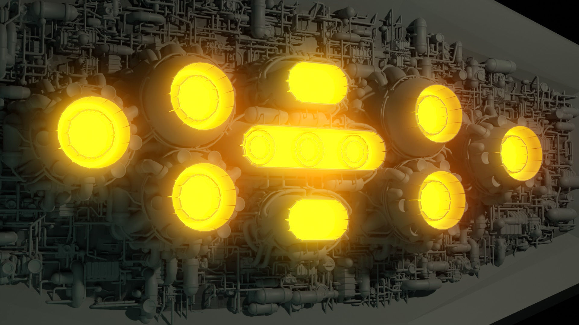 Thrusters Chimney Pipes Greebles KitBash Low-poly 3D model_3