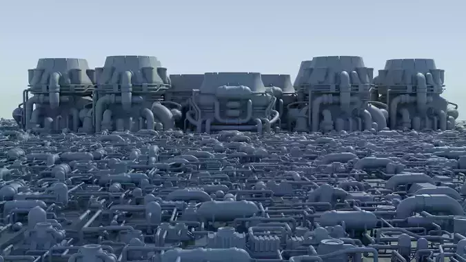 Thrusters Chimney Pipes Greebles KitBash Low-poly 3D model