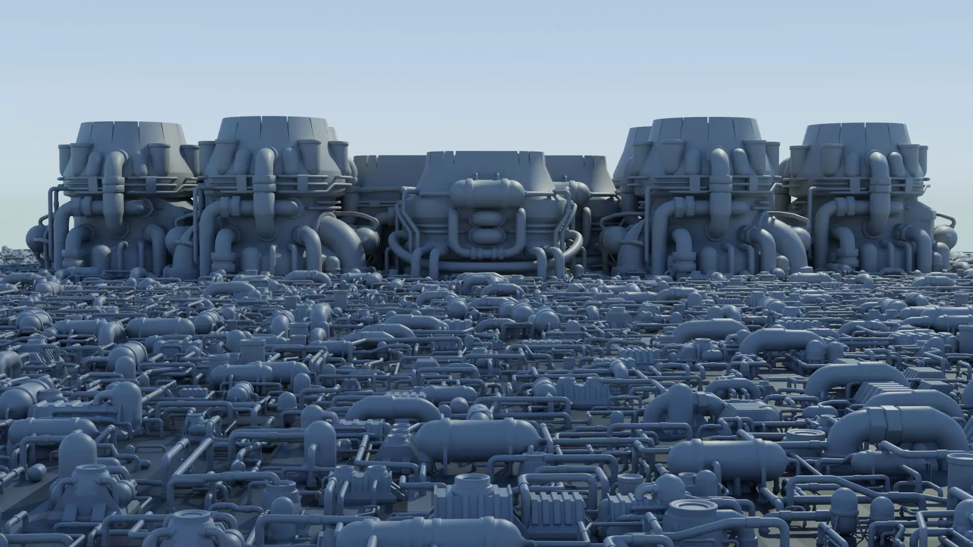 Thrusters Chimney Pipes Greebles KitBash Low-poly 3D model_0