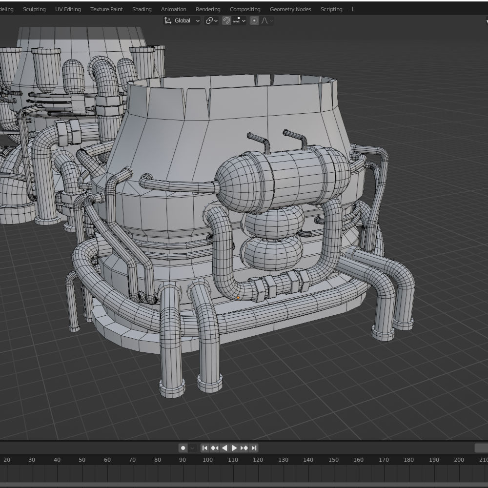 Thrusters Chimney Pipes Greebles KitBash Low-poly 3D model_6
