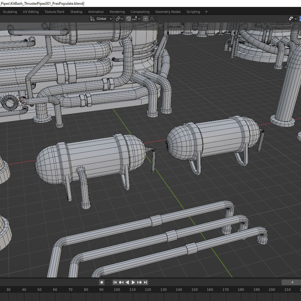 Thrusters Chimney Pipes Greebles KitBash Low-poly 3D model_10