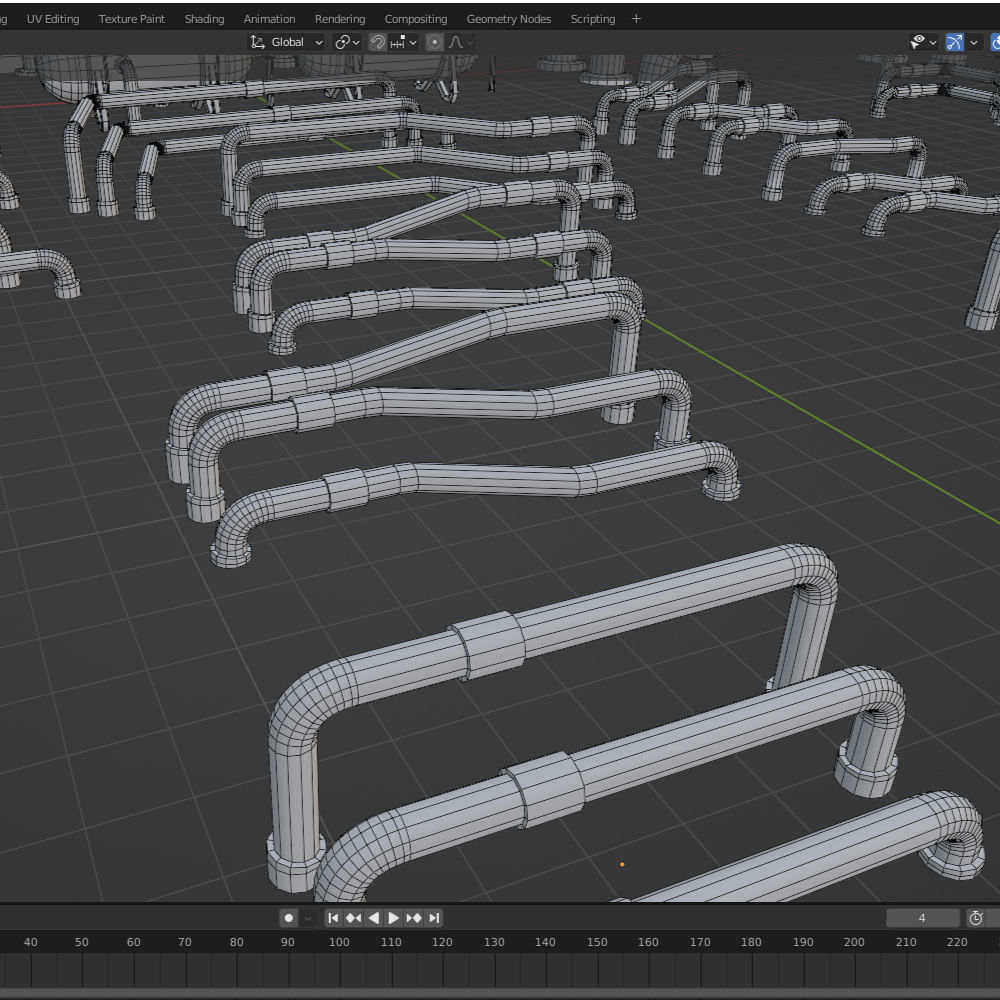 Thrusters Chimney Pipes Greebles KitBash Low-poly 3D model_7