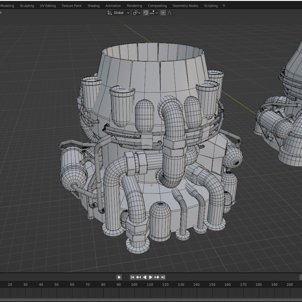 Thrusters Chimney Pipes Greebles KitBash Low-poly 3D model_5
