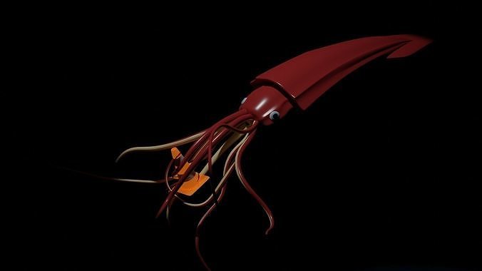 Giant deep sea squid Free 3D model