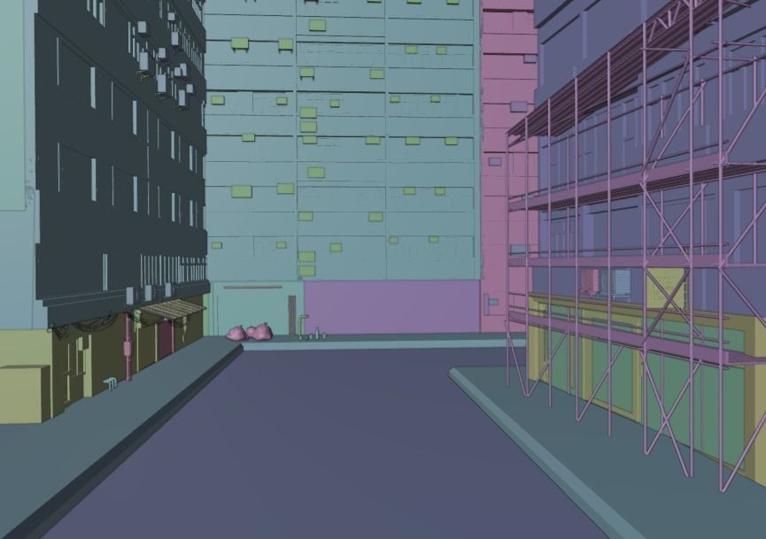 Cyberpunk back streets Low-poly 3D model_4