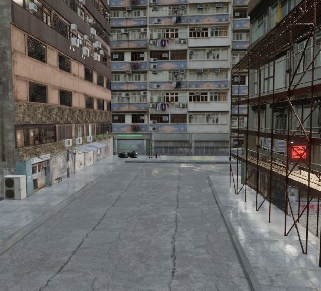 Cyberpunk back streets Low-poly 3D model_2