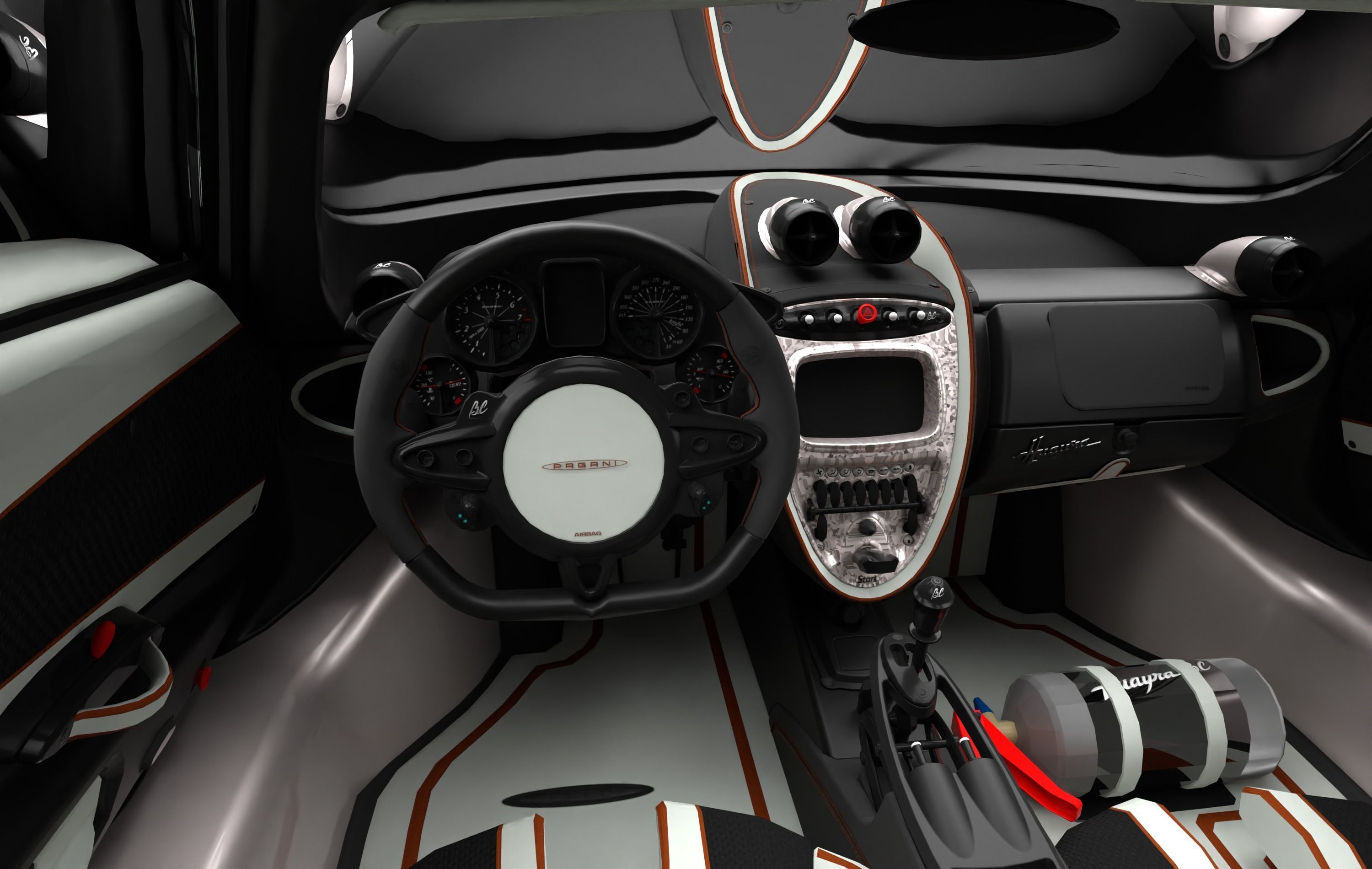 CAR - PAGANI HUAYRA WITH INTERIOR Low-poly 3D model_7