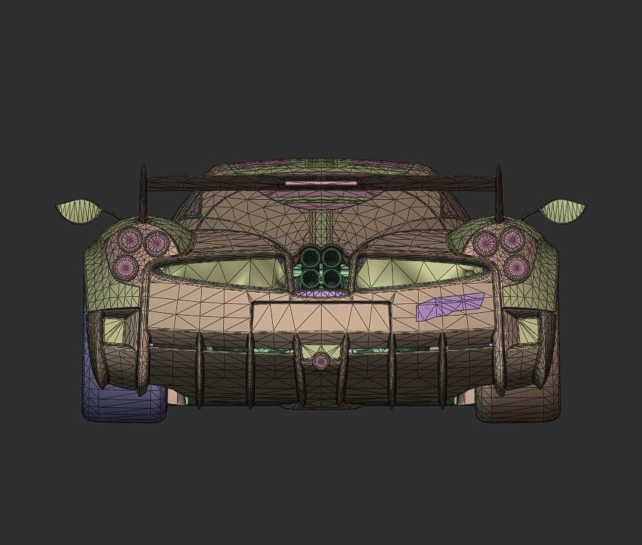 CAR - PAGANI HUAYRA WITH INTERIOR Low-poly 3D model_11