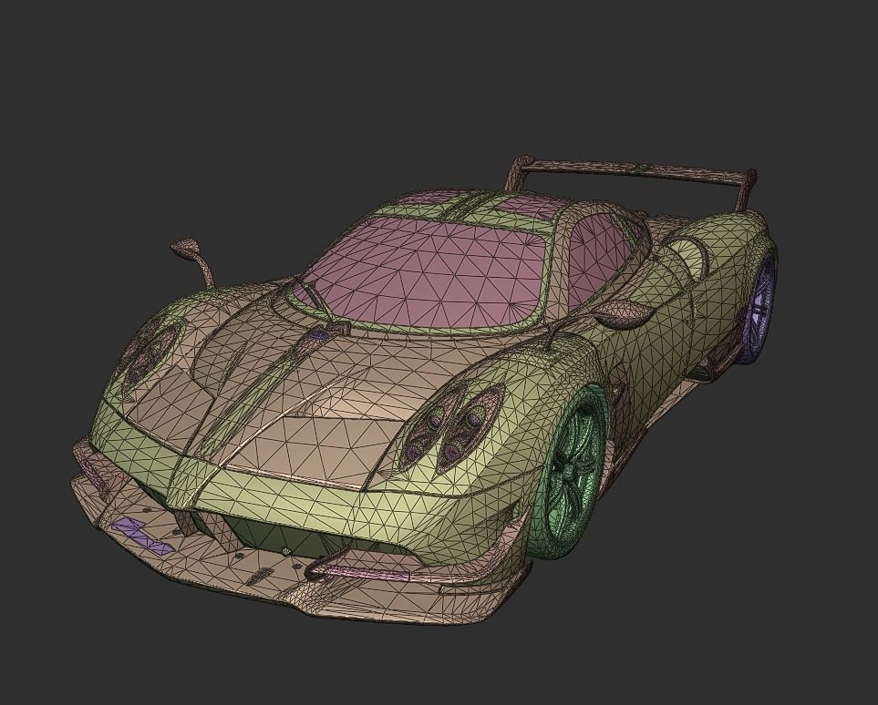 CAR - PAGANI HUAYRA WITH INTERIOR Low-poly 3D model_12