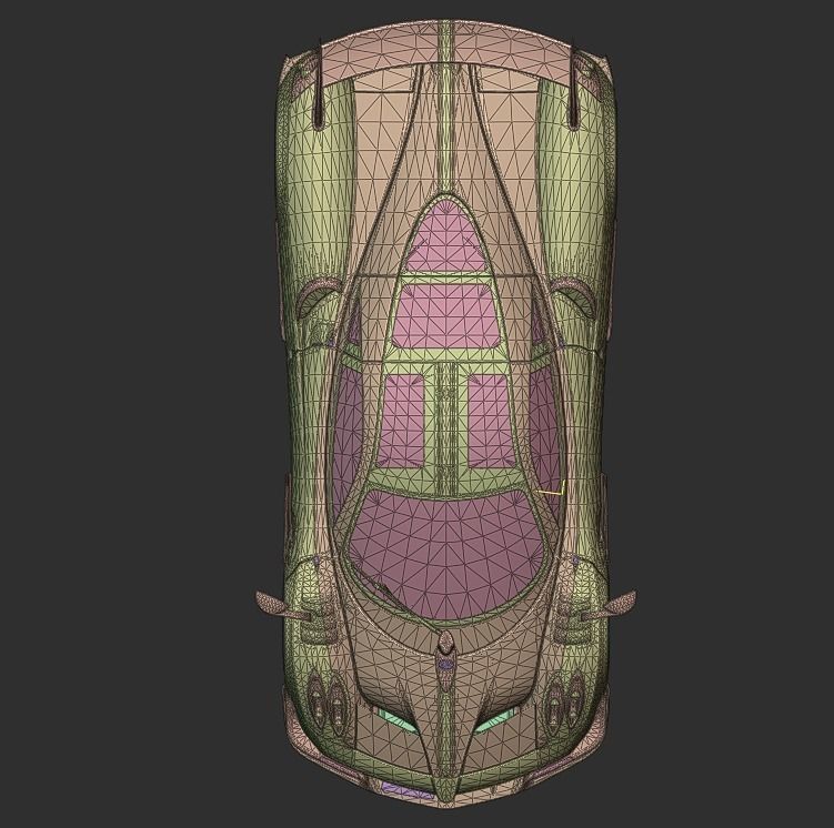 CAR - PAGANI HUAYRA WITH INTERIOR Low-poly 3D model_22