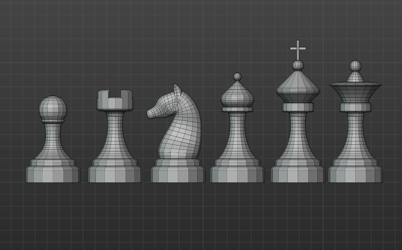 Lowpoly Chess board Low-poly 3D model_2