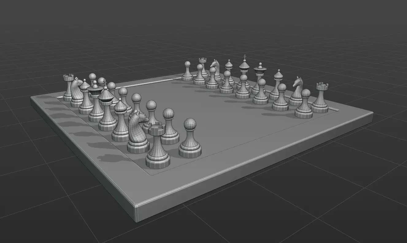 Lowpoly Chess board Low-poly 3D model_0