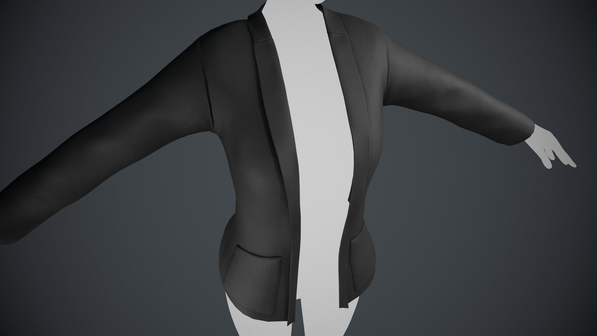 Female Black Jacket Style 2 Low-poly 3D model_5