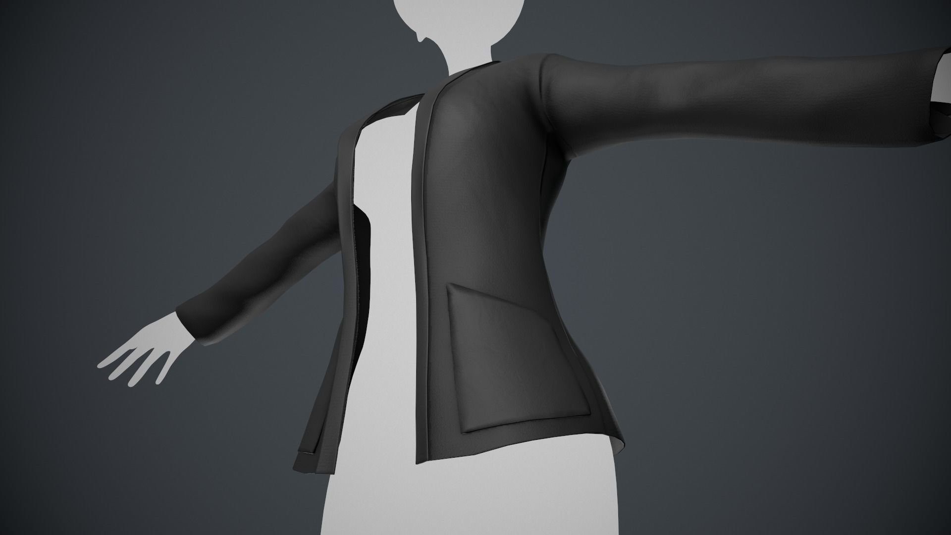 Female Black Jacket Style 2 Low-poly 3D model_12