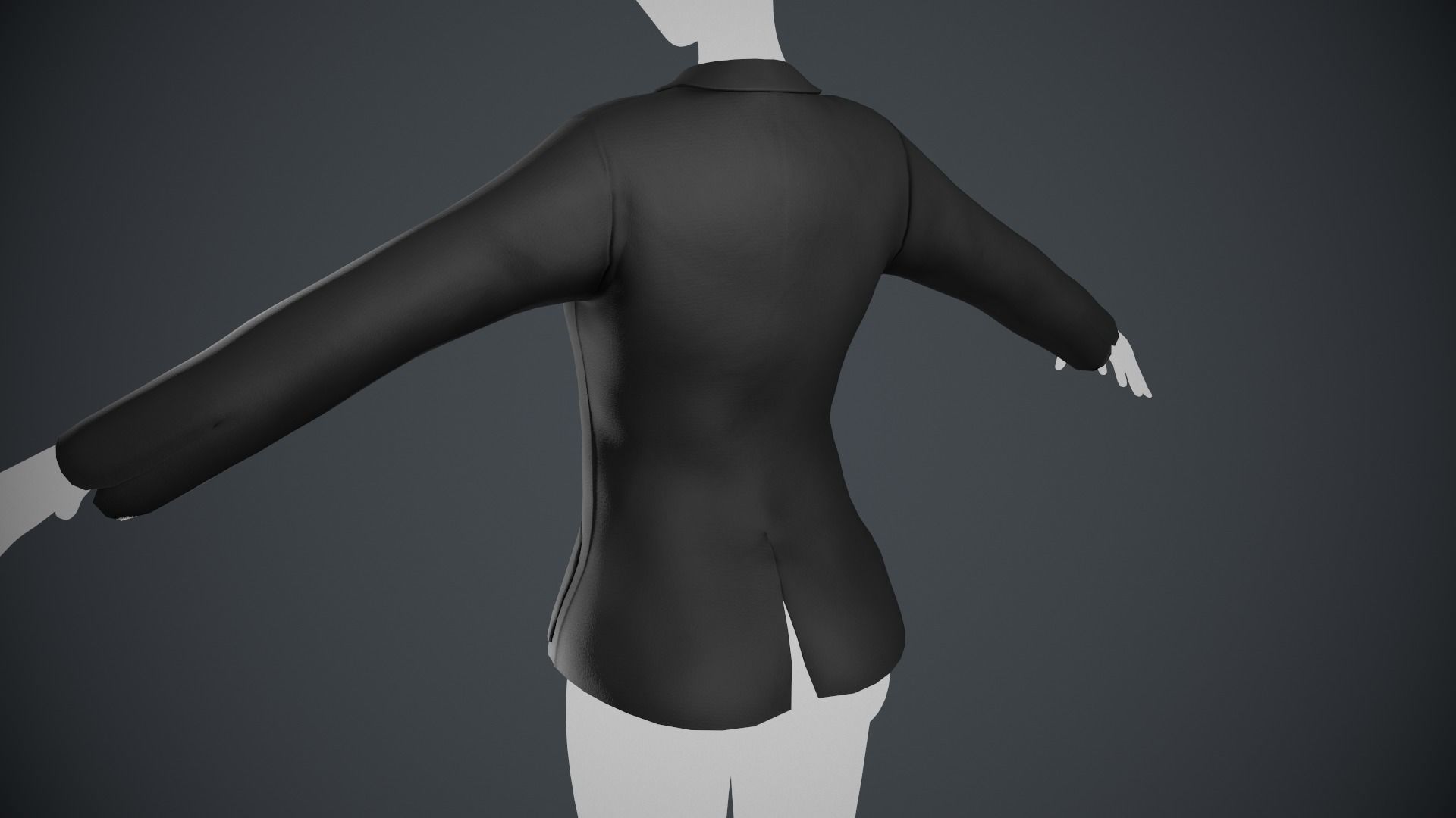 Female Black Jacket Style 2 Low-poly 3D model_4