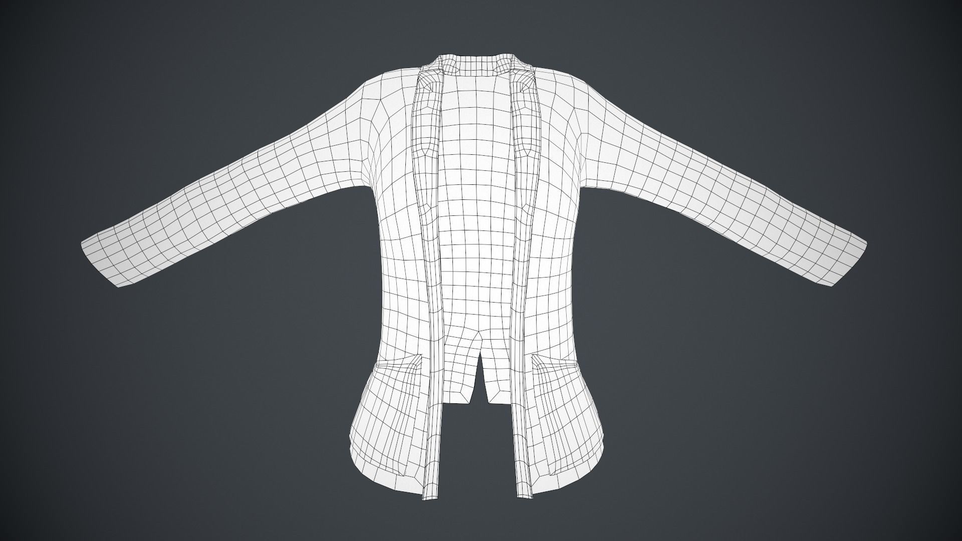 Female Black Jacket Style 2 Low-poly 3D model_8