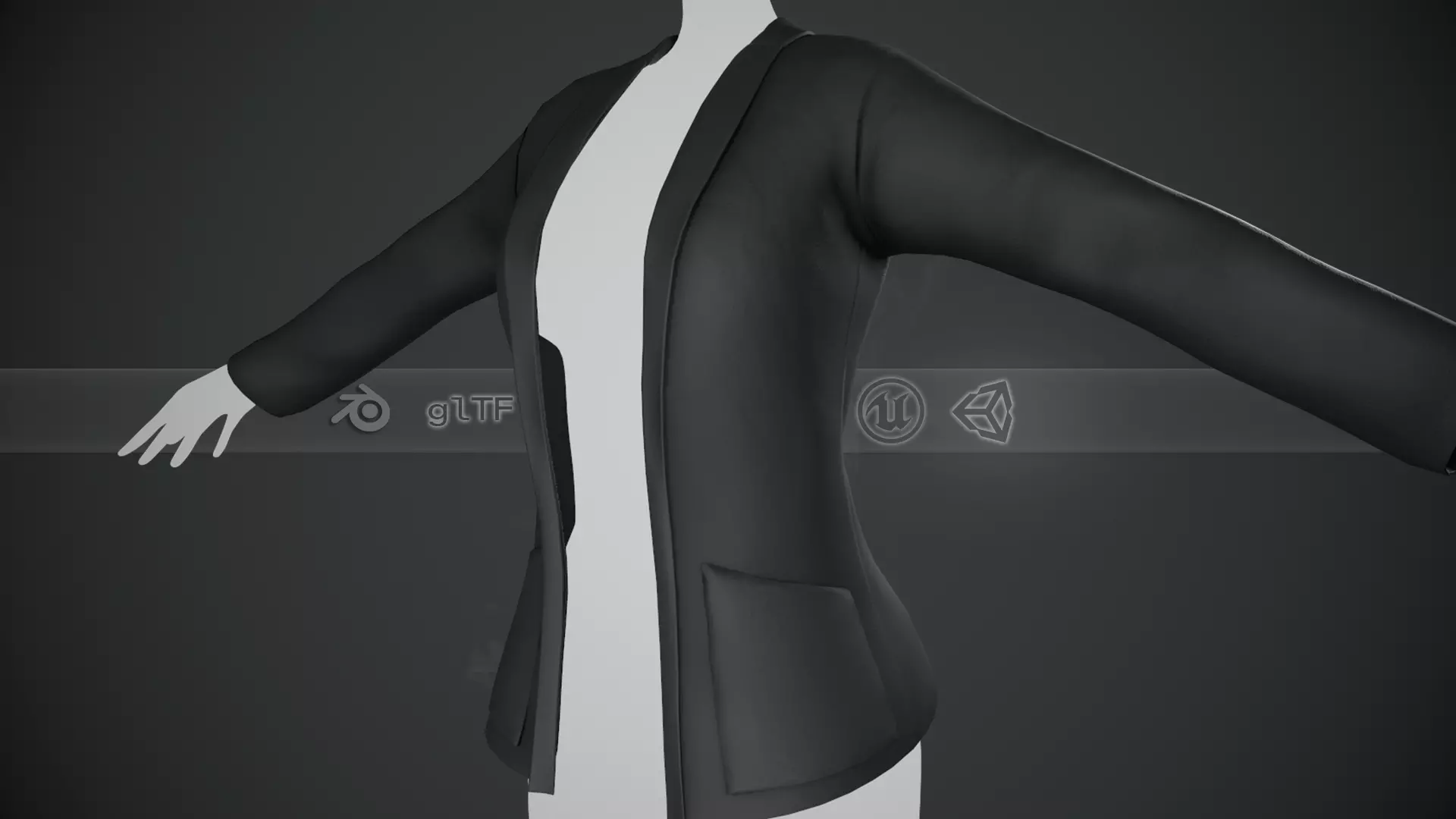 Female Black Jacket Style 2 Low-poly 3D model_0