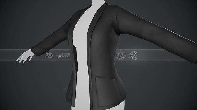 Female Black Jacket Style 2 Low-poly 3D model