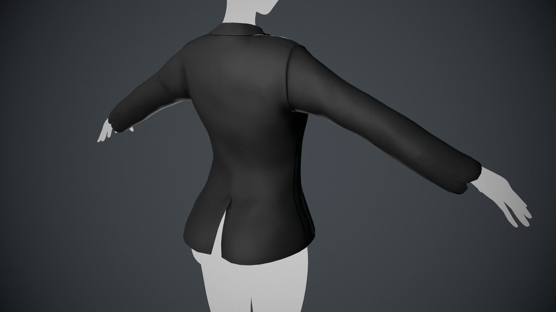 Female Black Jacket Style 2 Low-poly 3D model_2