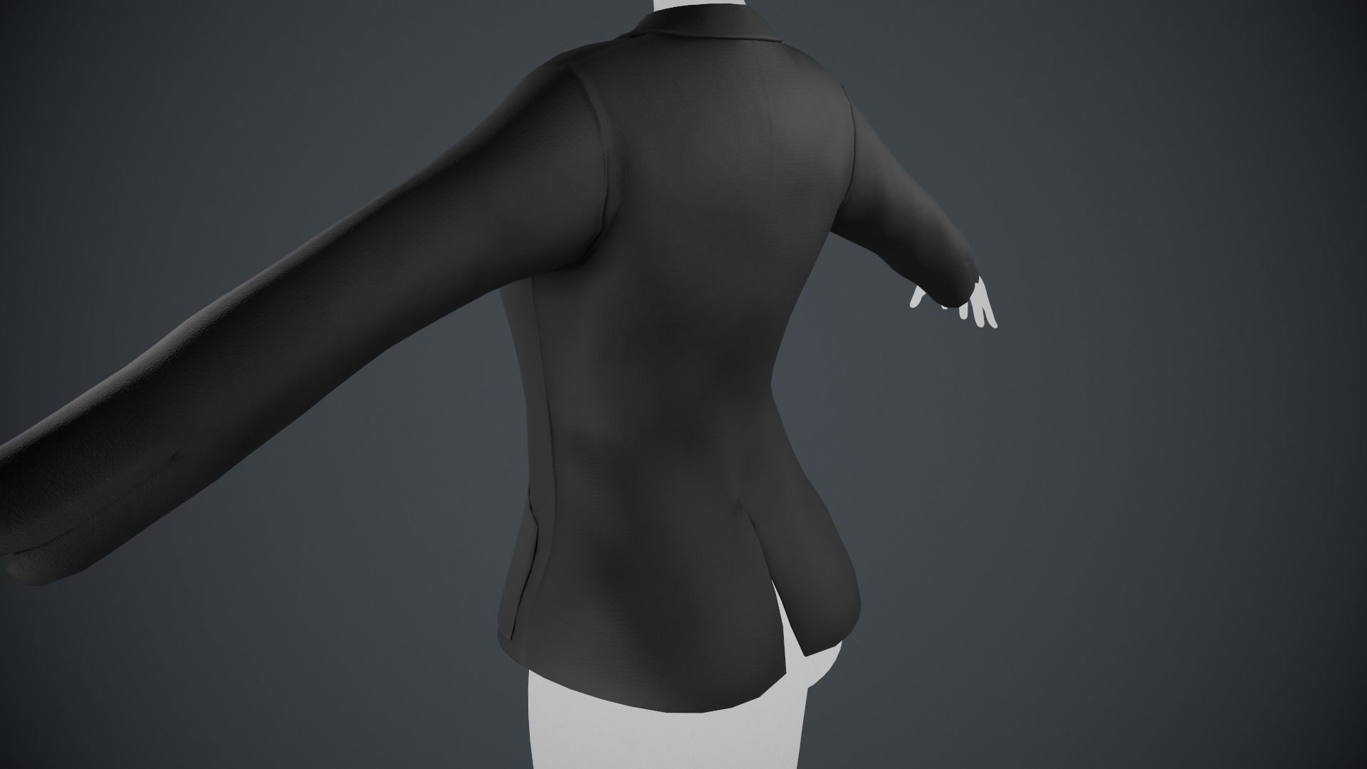 Female Black Jacket Style 2 Low-poly 3D model_9