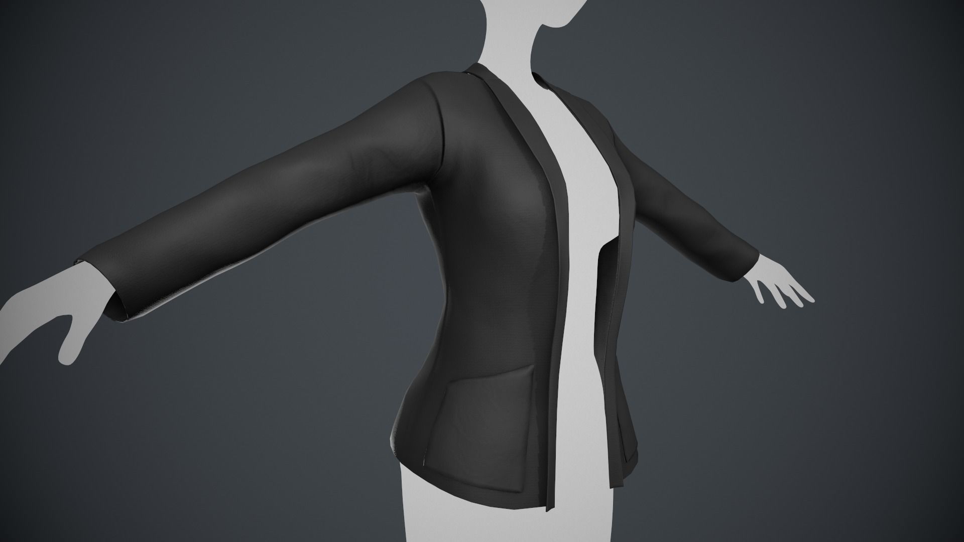 Female Black Jacket Style 2 Low-poly 3D model_6