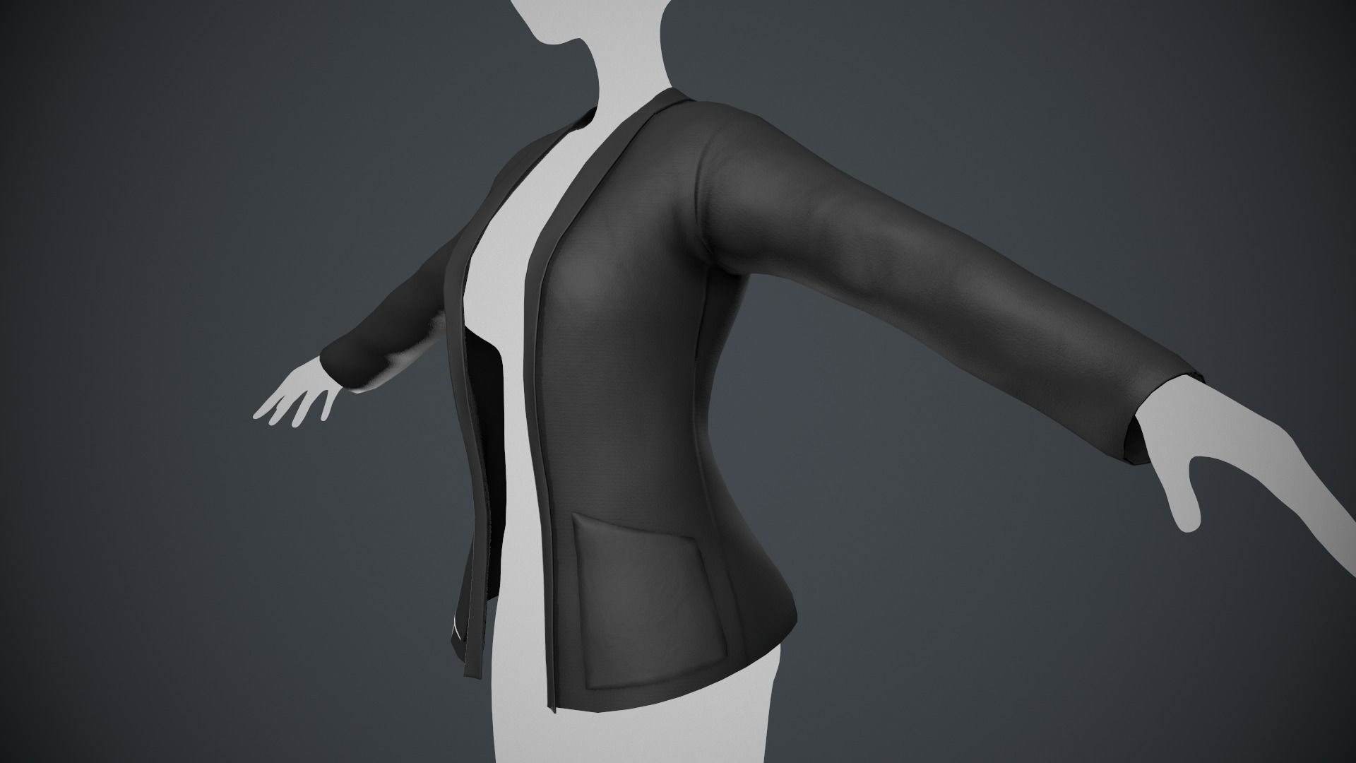 Female Black Jacket Style 2 Low-poly 3D model_3