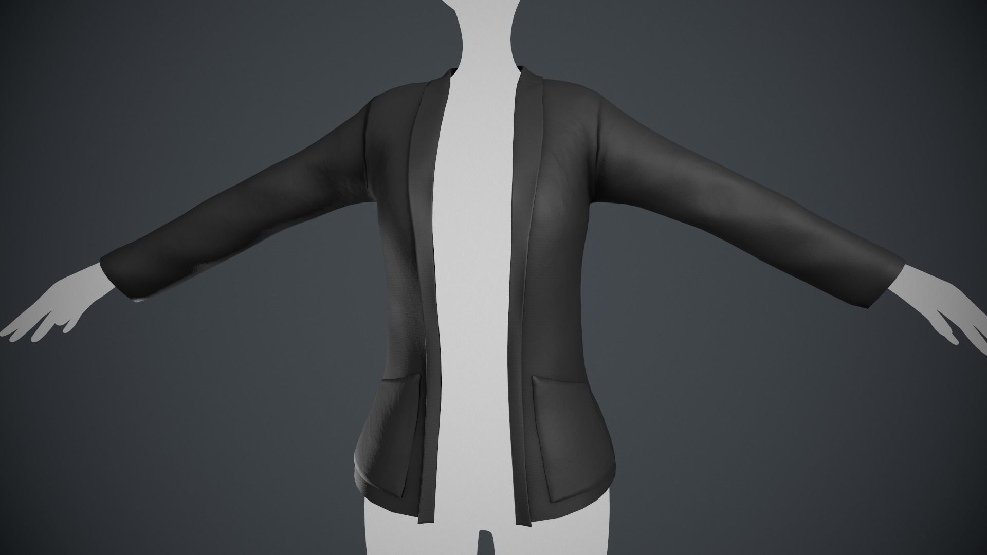 Female Black Jacket Style 2 Low-poly 3D model_7