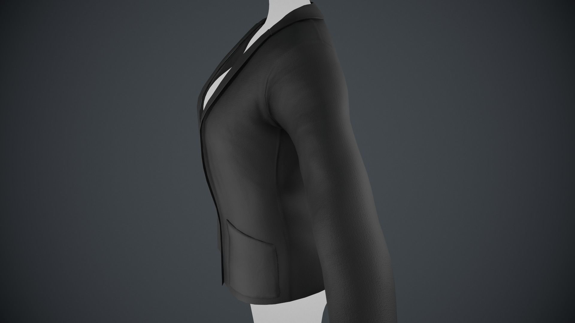 Female Black Jacket Style 2 Low-poly 3D model_11