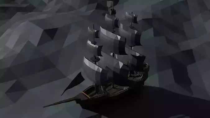 Low Poly Pirate Ship Low-poly 3D model