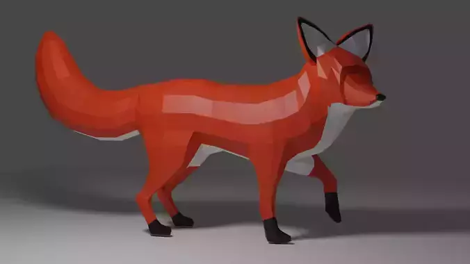 Low poly fox fully rigged with walking animation