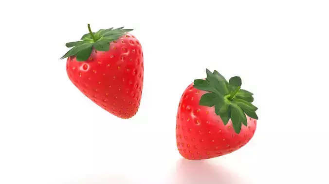 full strawberry and half strawberry PBR High-poly