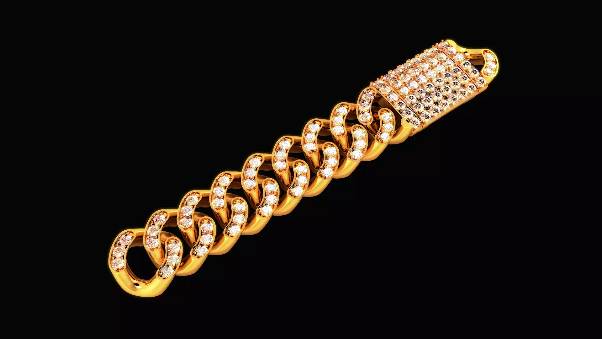 Diamond Cuban Link Bracelet 4 3D print model_0