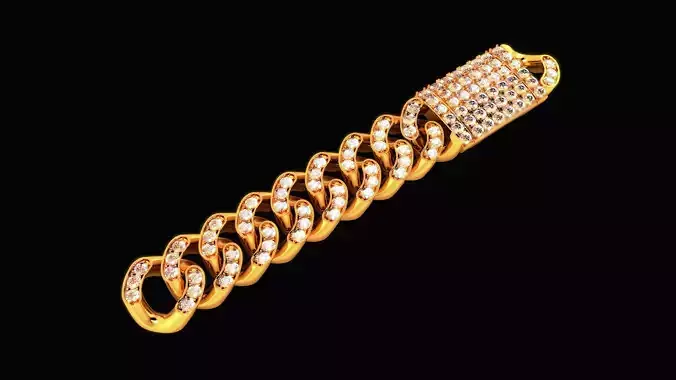 Diamond Cuban Link Bracelet 4 3D print model