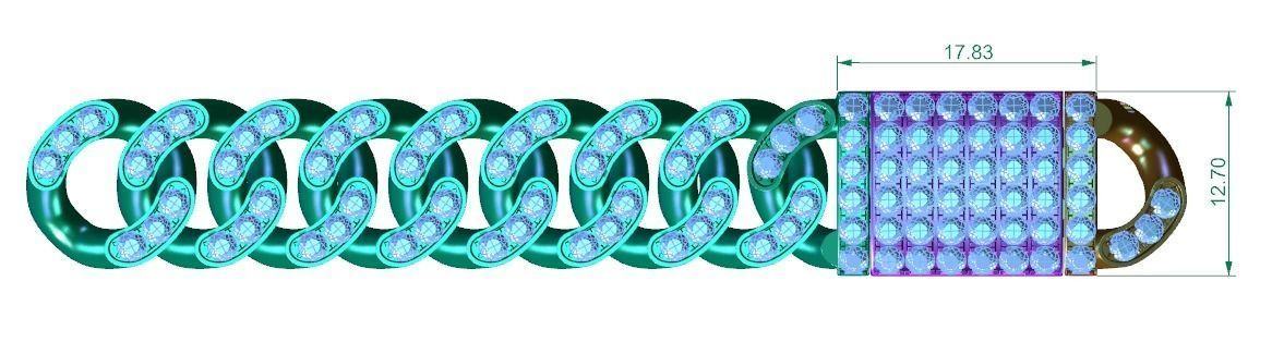 Diamond Cuban Link Bracelet 4 3D print model_7