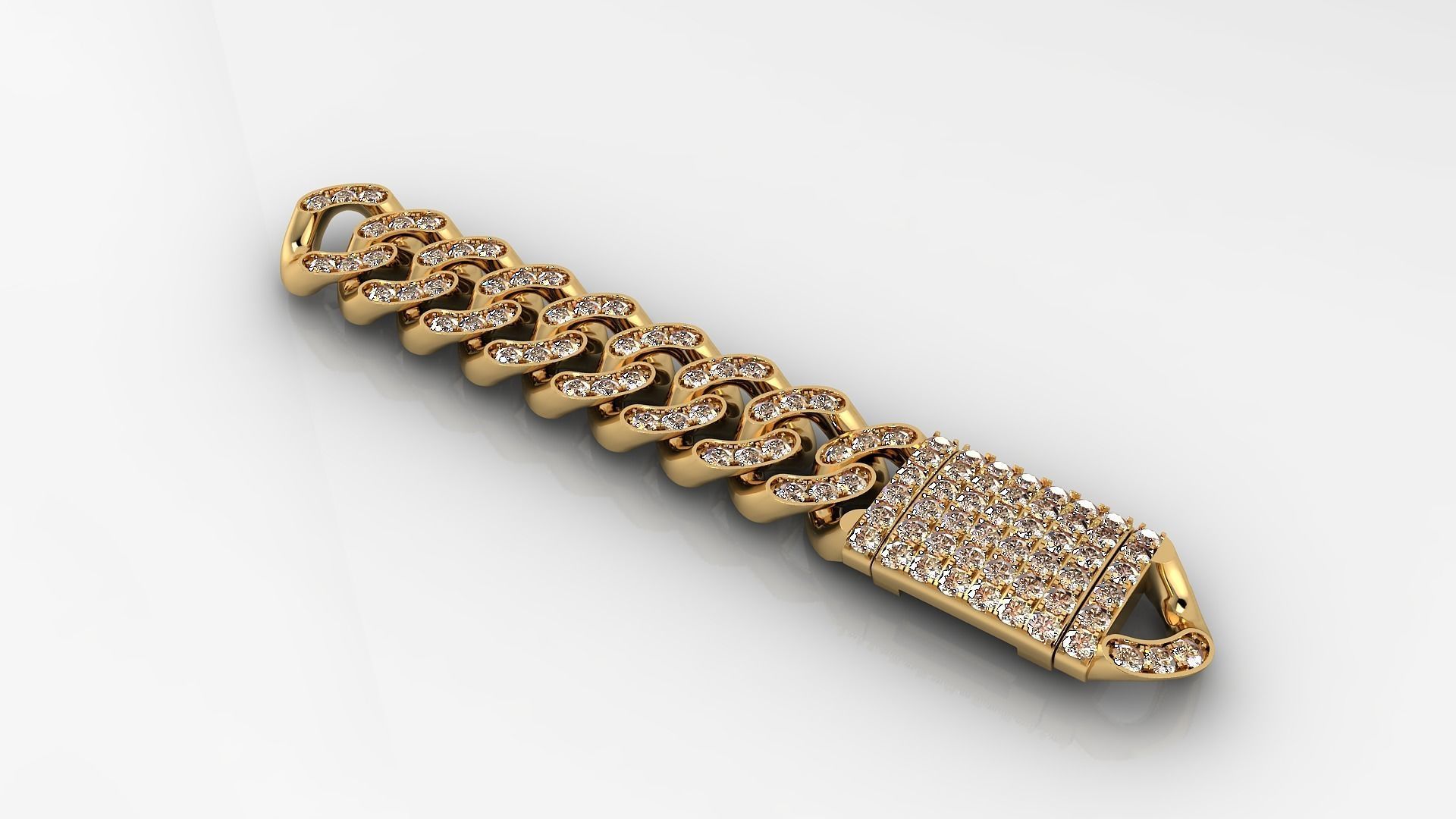 Diamond Cuban Link Bracelet 4 3D print model_2