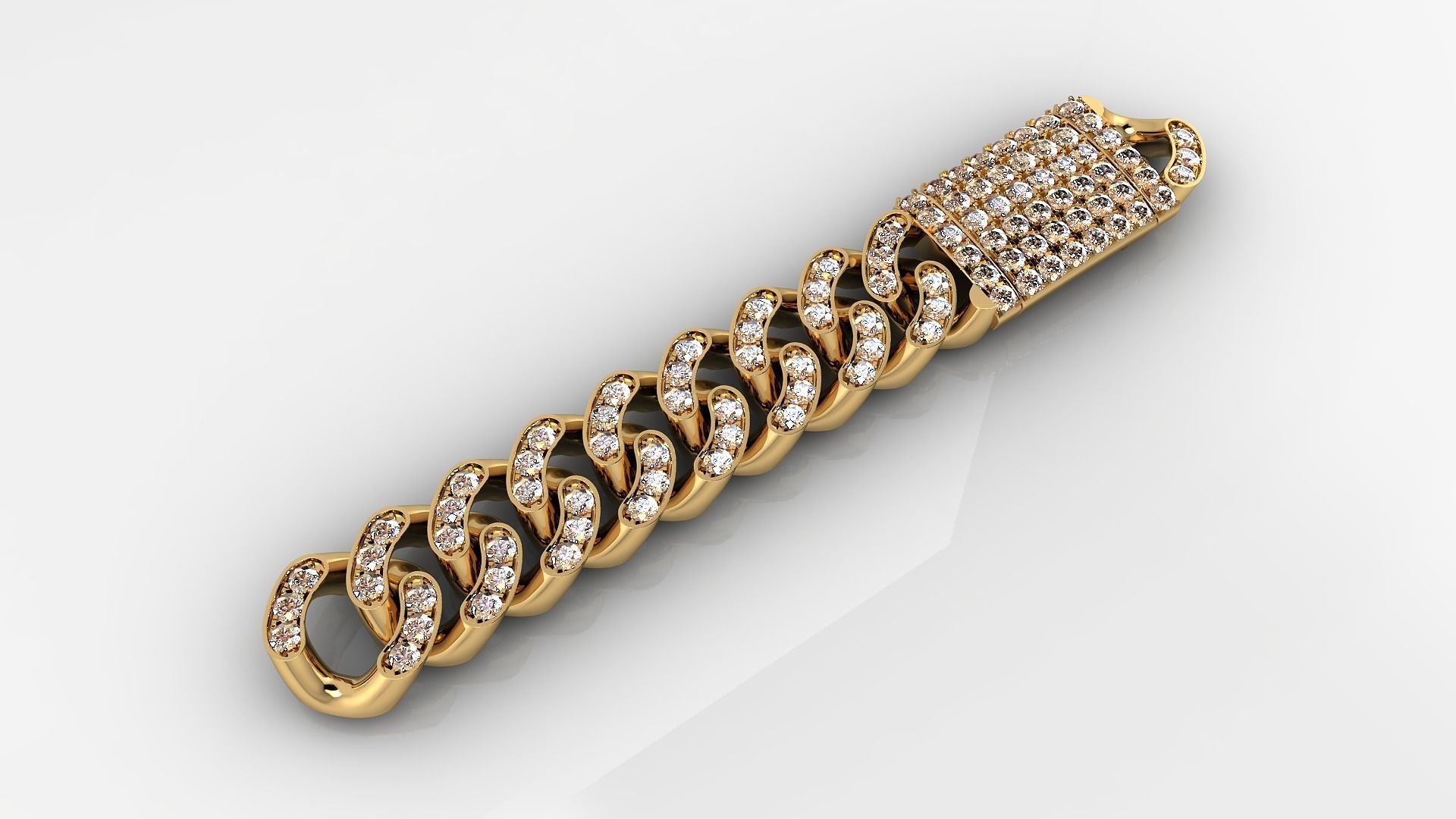 Diamond Cuban Link Bracelet 4 3D print model_1